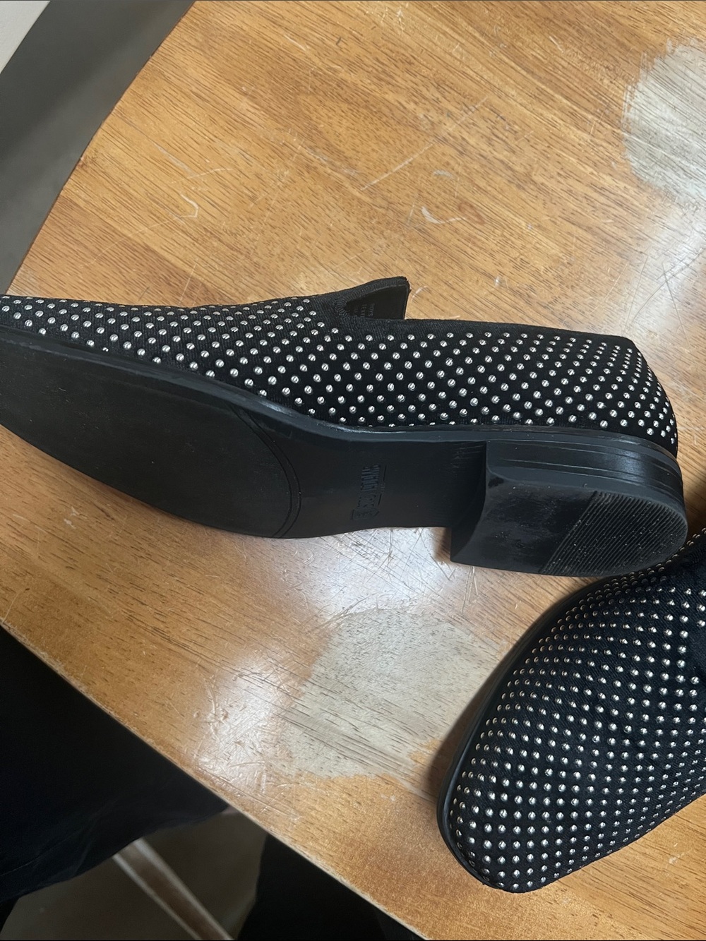 Stacy Adams Black Velvet Studded Slip-On Loafers - Picture 5 of 11
